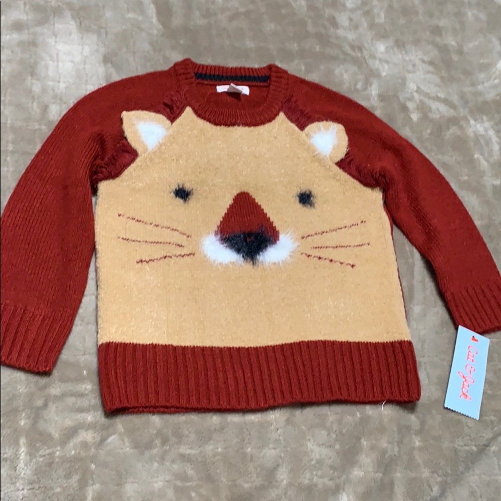 Cat & Jack toddler boys knit lion face sweater